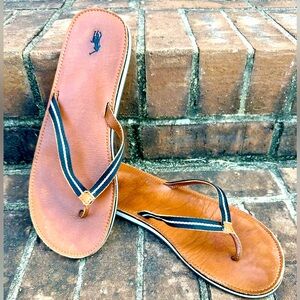 Ralph Lauren - black thong flip flops. Size 9
